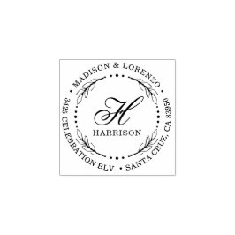 Fett-Script-Monogram-Runde-Rücksendeadresse Gummistempel