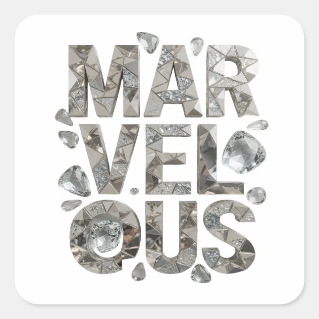 Fett Silber MARVELOUS Vinyl-Stil Quadratischer Aufkleber (Vorderseite)