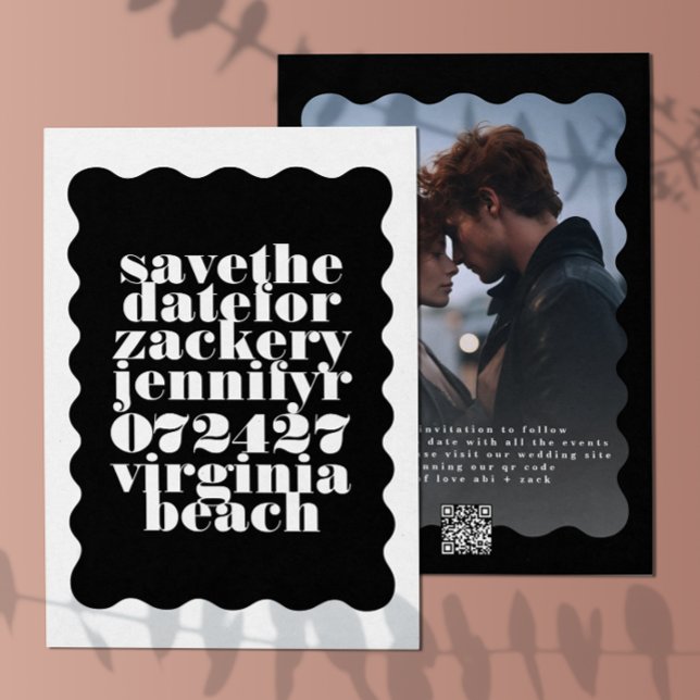 Fett skaliertes Foto für Schwarz-weißen QR-Code an Save The Date (Von Creator hochgeladen)