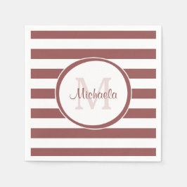 Fett Terracotta Rote Streifen Name und Monogramm Serviette