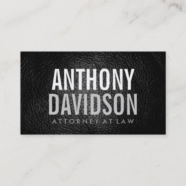 Fett Text Leather Modern Attorney Business Card Visitenkarte (Vorderseite)