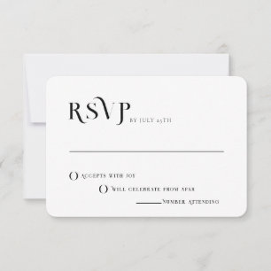 Fett Text Schwarz-Weiß Chic Moderne Hochzeit RSVP Einladung
