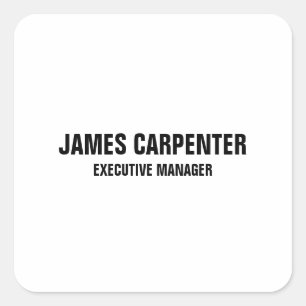 Fett Text Schwarz-weiß Modern Beruflich Quadratischer Aufkleber