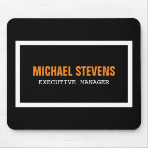 Fett Text Schwarz-weiß Orange Stilvoll Ihr Name Mousepad