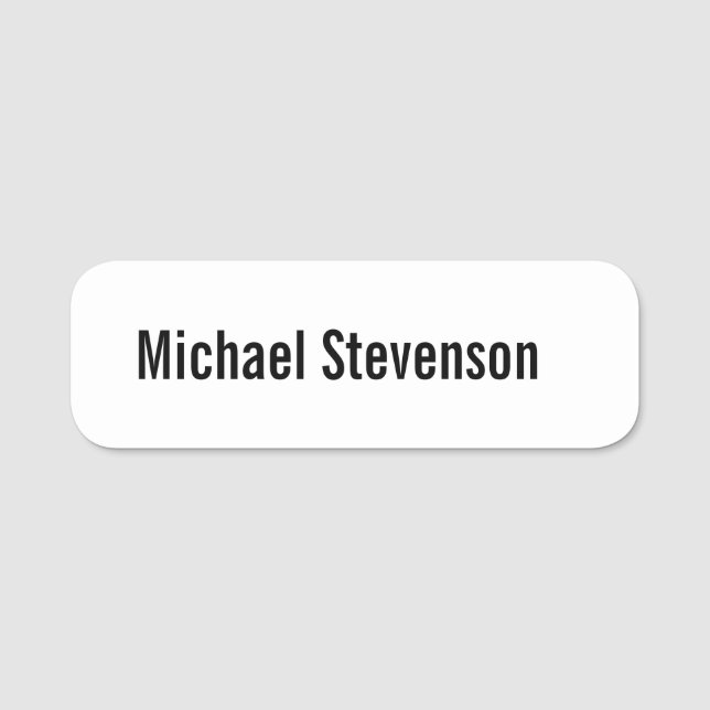 Fett Text Schwarz-weiß Personalisiert Schlicht Namensschild (Vorderseite)