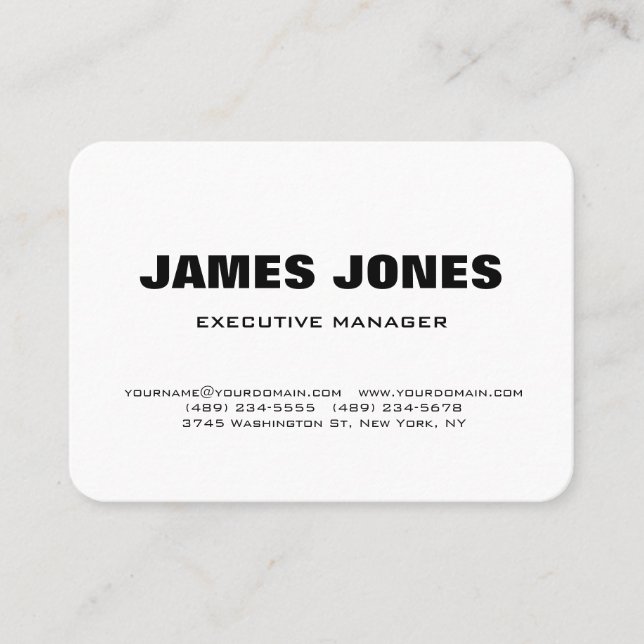 Fett Text Schwarz-weiß Stilvoll Modernes Beruflich Visitenkarte (Vorderseite)