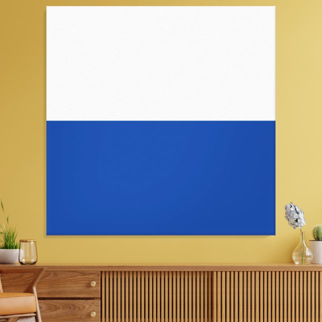 Fett Tief blauweiße Minimalistische Farbblock-halb Leinwanddruck (Insitu (Wohnzimmer))