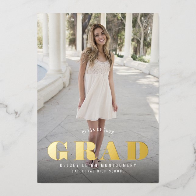 Fett Typ Abschluss Vollständiges Foto Folieneinladung (Vorderseite)