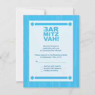 Fett Typ Bar Mitzvah Replik Card in hellblau Einladung