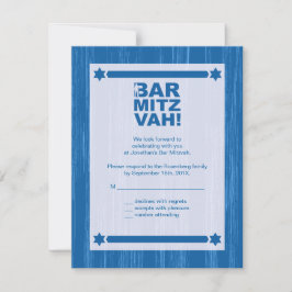 Fett Type Bar Mitzvah Repcard in Blau Einladung