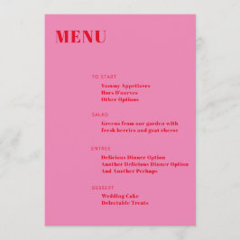 Fett Typografie Bright Pink Red Modern Minimalisti Menükarte