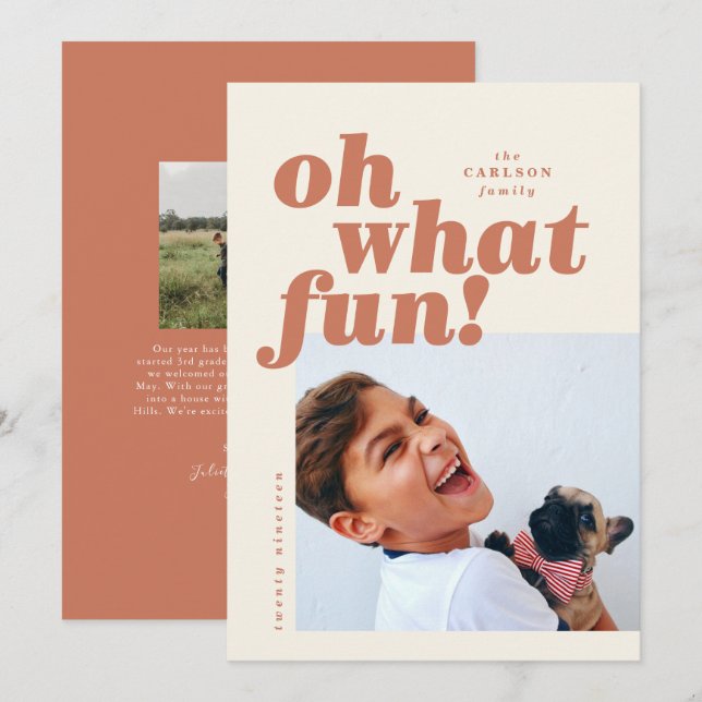 Fett Typografie Colorblock Foto Weihnachtskarte Einladung (Vorne/Hinten)