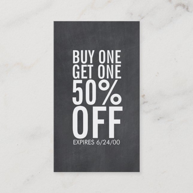 Fett Typografie Discount Coupon Chalkboard (Vorderseite)