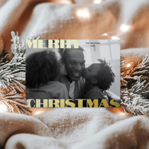 Fett Typografie Foil Holiday Foto Card Folien Feiertagskarte