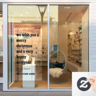 Fett Typografie frohe Weihnachtsboutique Name Blac Fensteraufkleber
