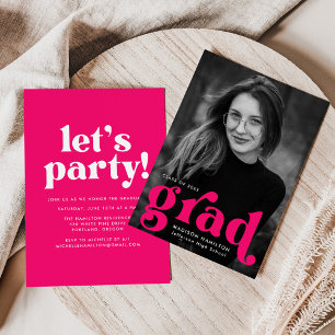 Fett Typografie Fuchsia Foto Graduation Party Einladung