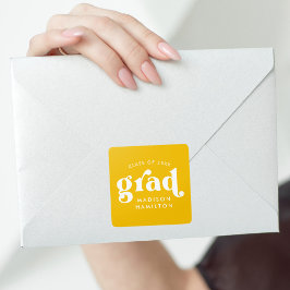 Fett Typografie Gelber Abschluss Quadratischer Aufkleber