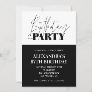 Fett-Typografie in Schwarz und Weiß 97. Geburtstag Einladung
