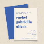 Fett Typografie Ivory Blue Modern Bat Mitzvah Einladung<br><div class="desc">Frische Typografie Elfenbein und blauer moderner Bat Mitzvah Einladung</div>