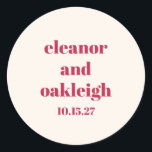 Fett Typografie Magenta Red Ivory Custom Wedding Runder Aufkleber<br><div class="desc">Fett Typografie Magenta Red Ivory Moderne Custom Wedding Classic Round Sticker</div>