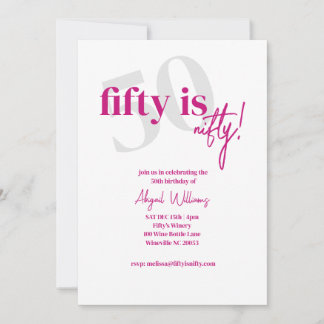 Fett Typografie mit Kalligrafie 50 Nifty Geburtsta Einladung