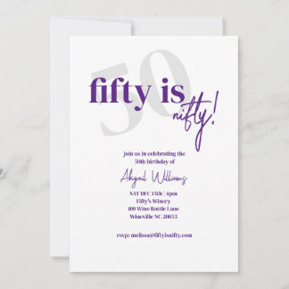 Fett Typografie mit Kalligrafie 50 Nifty Geburtsta Einladung