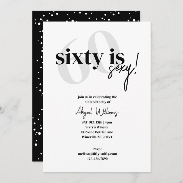 Fett Typografie mit Kalligrafie 60 ist Sexy Geburt Einladung (Vorne/Hinten)