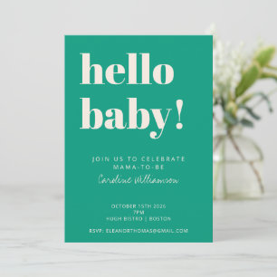 Fett Typografie Moderne Frühjahrs-Grün-Babydusche Einladung
