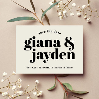 Fett Typografie Moderne Save the Date-Karte Date