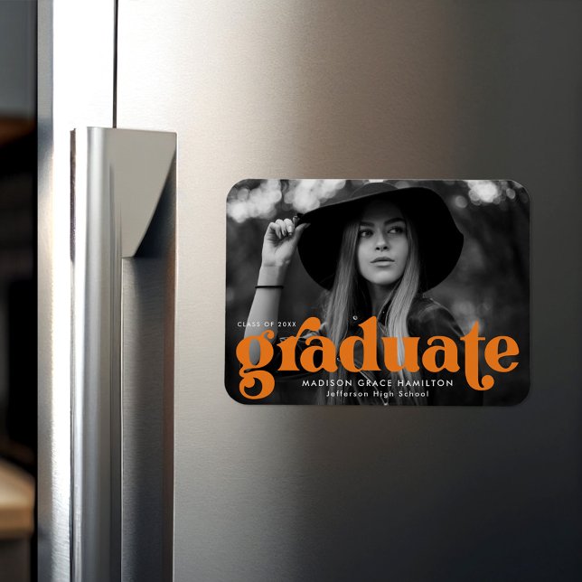 Fett Typografie Orange Foto Abschluss Magnet (Von Creator hochgeladen)