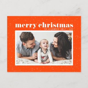 Fett Typografie Orange Frohe Weihnachts-Foto Feiertagspostkarte