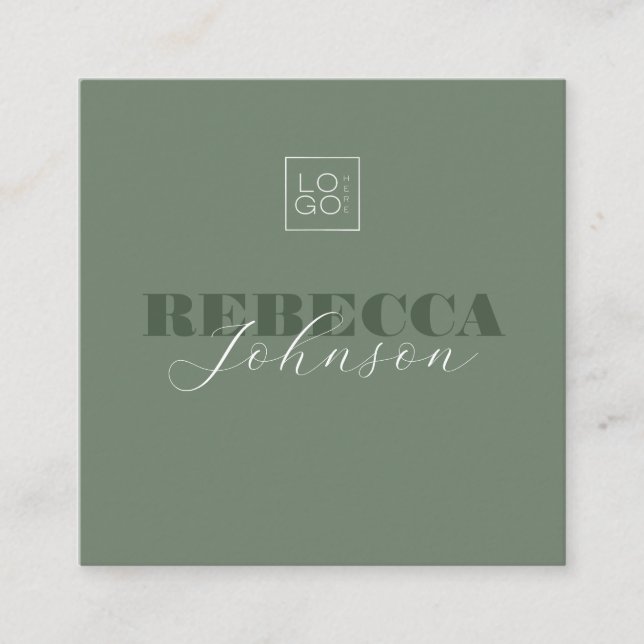 Fett Typografie Script Custom Logo Minimal Modern Quadratische Visitenkarte (Vorderseite)