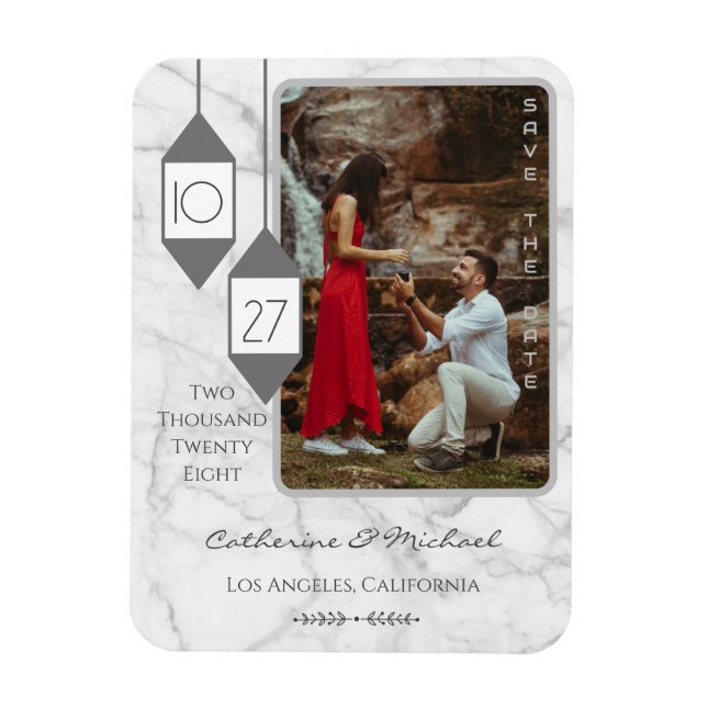 Fett Typografie Weißmarmor Foto Minimal Magnet (Vertikal)