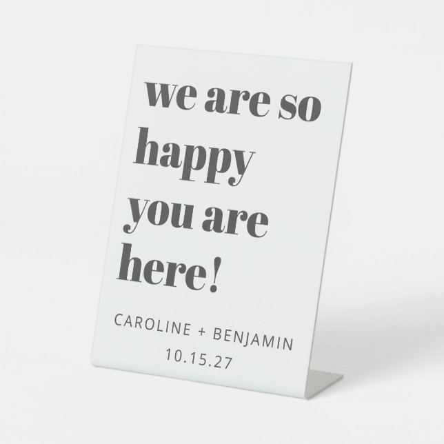 Fett Typografie White Modern Wedding Willkommen Sockelschild (Vorderseite)