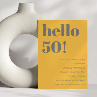 Fett Typografie Yellow Grau Moderne Geburtstagspar Einladung
