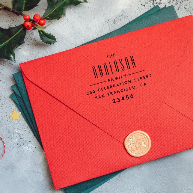 Fett Typografy Custom Family Name Rücksendeadresse Gummistempel (Von Creator hochgeladen)