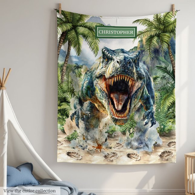 Fett Tyrannosaurus Dinosaur Blanket Personalisiert Fleecedecke (Bold Tyrannosaurus Dinosaur Blanket Personalized Name)