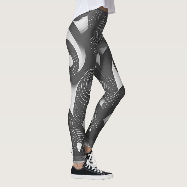 Fett und dynamisch: Abstrakte Leggings grau und we (Rechts)