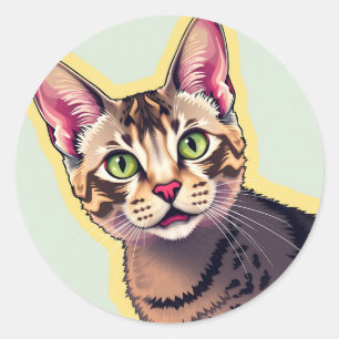 Fett und farbenfroh Devon Rex Cat Modern Runder Aufkleber