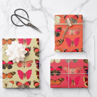 Fett- und farbenfrohe Butterfly-Packpapier Geschenkpapier Set