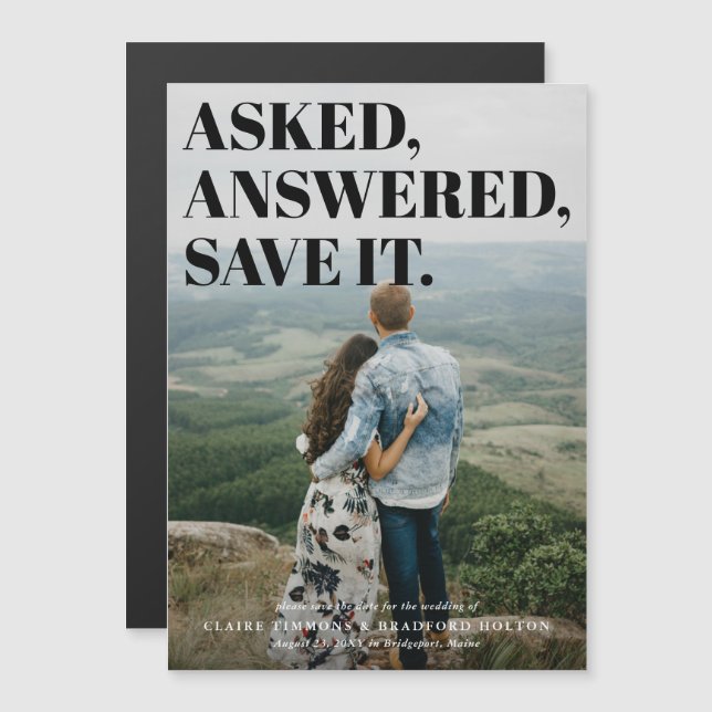 Fett und frech typografische Hochzeit Speichern Si Magneteinladung (Vorne/Hinten)