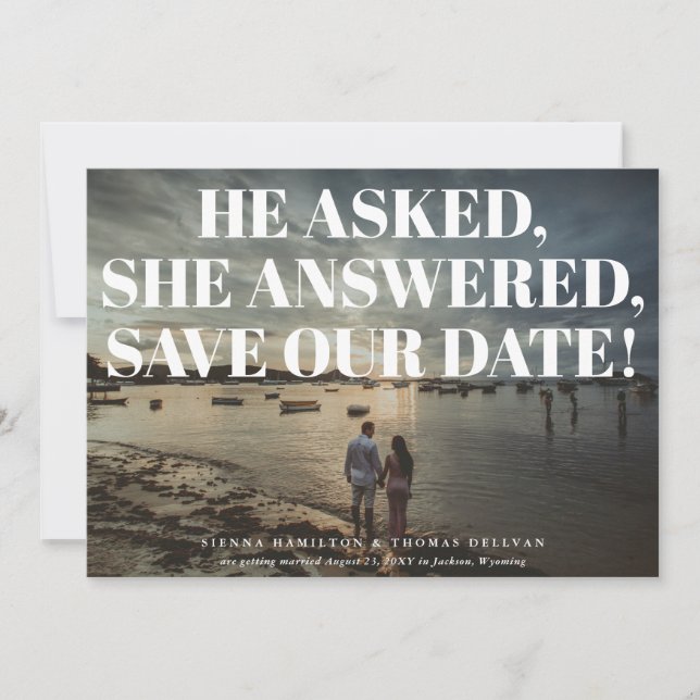 Fett und frech typografische Hochzeit Speichern Si Save The Date (Vorderseite)