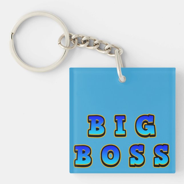 Fett und lebendig Big Boss Text in Dynamic Blue Schlüsselanhänger (Vorderseite)