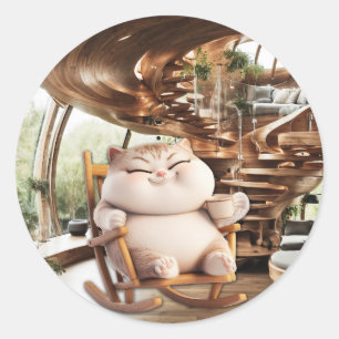 Fett und leichte Kaffeezeit Runder Aufkleber