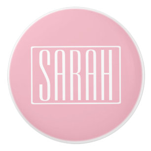 Fett und modern Ihr Name oder Wort   Rosa weiß Keramikknauf