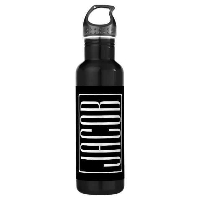 Fett und modern Ihr Name oder Wort | Schwarz weiß Edelstahlflasche (Vorderseite)