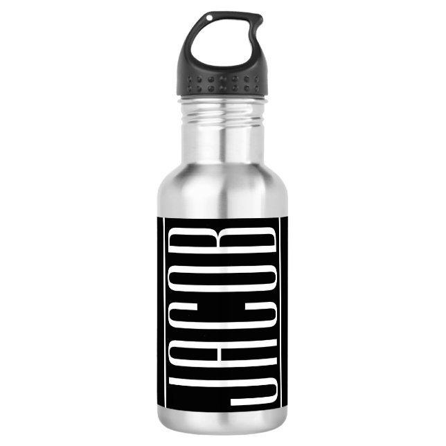Fett und modern Ihr Name oder Wort | Schwarz weiß Edelstahlflasche (Vorderseite)