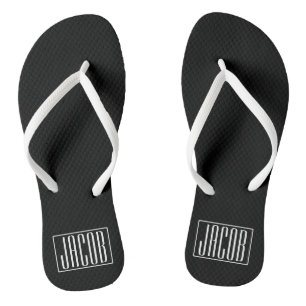 Fett und modern Ihr Name oder Wort   Schwarz weiß Flip Flops