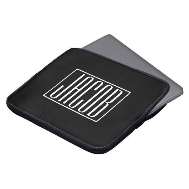 Fett und modern Ihr Name oder Wort | Schwarz weiß Laptopschutzhülle (Vorne Oben)