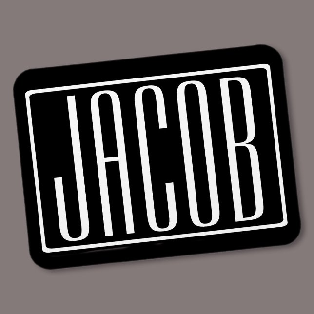 Fett und modern Ihr Name oder Wort | Schwarz weiß Magnet (Von Creator hochgeladen)